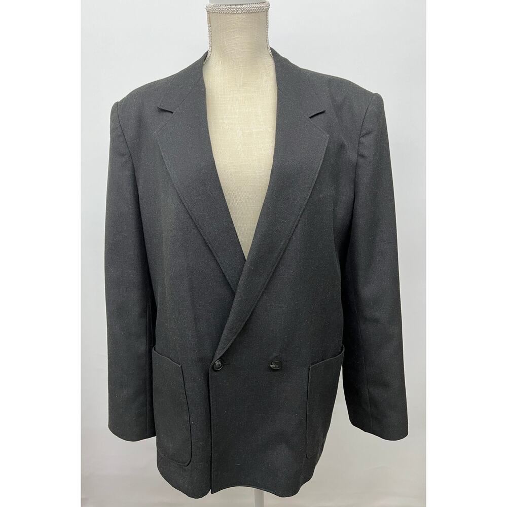 Vintage 80's 5850 Softwear Black 2 Button Suit Jacket Blazer Sport Coat 42R